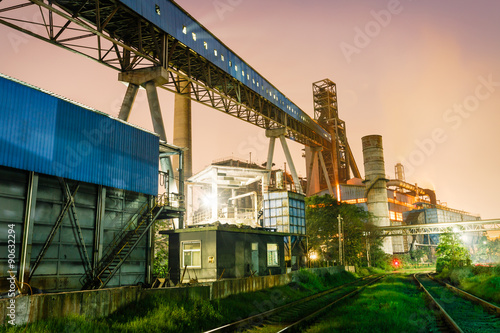 Steel factory at dusk