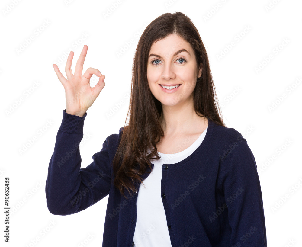 Young woman with ok sign gesture Young woman with ok sign gesture