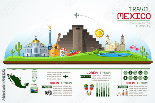 Info graphics travel and landmark mexico template design. Concept Vector Illustration