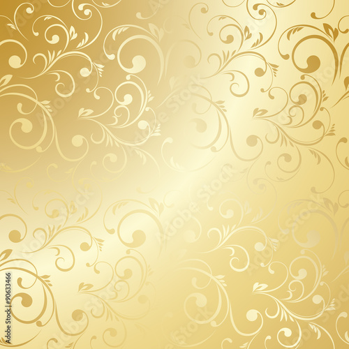 Luxury golden floral wallpaper
