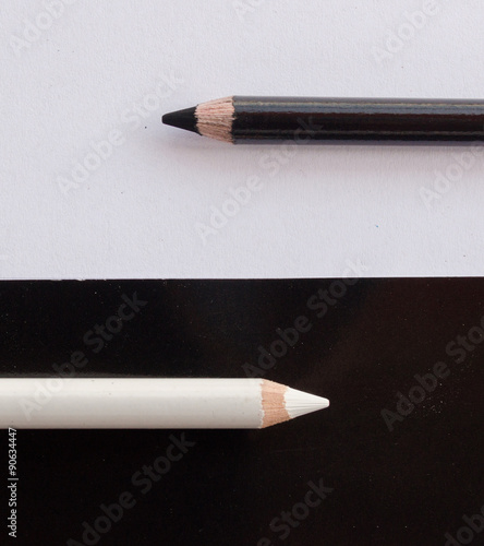 Black and white pencils horizontal
