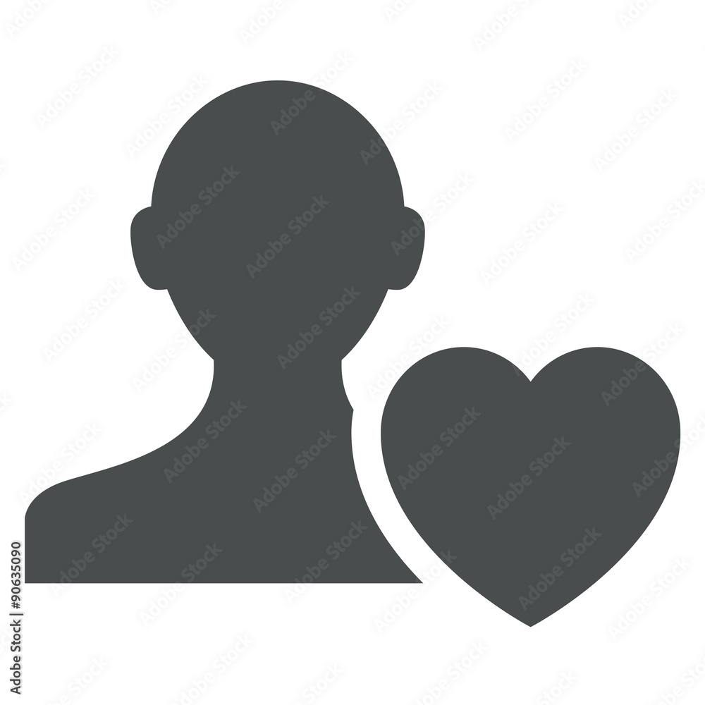 Icono aislado usuario corazon gris