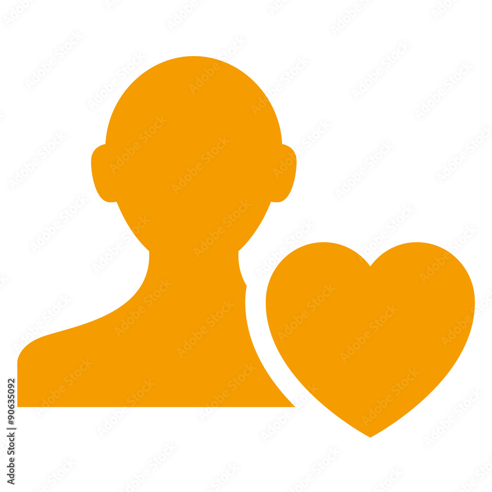 Icono aislado usuario corazon naranja