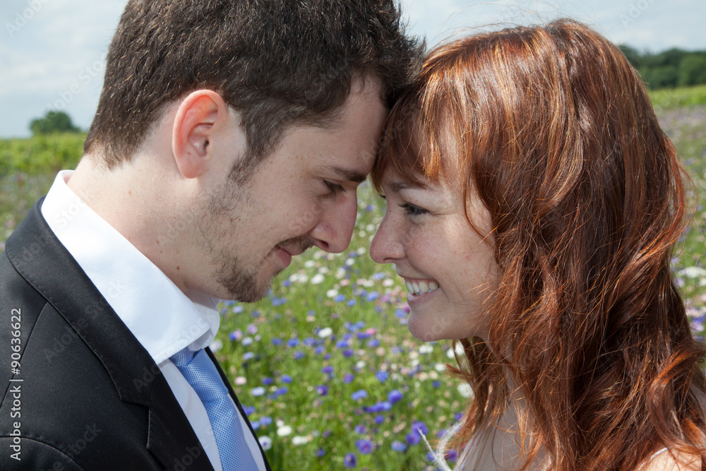 Newly lovely wedding couple happy in the country Newly lovely wedding couple happy in the country