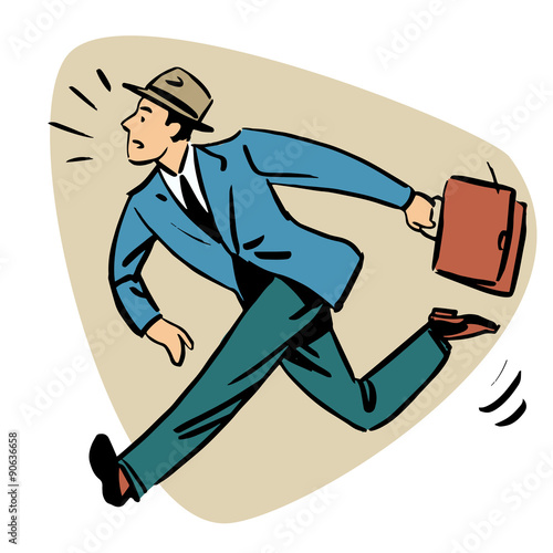 Businessman runn late business people concept character photo