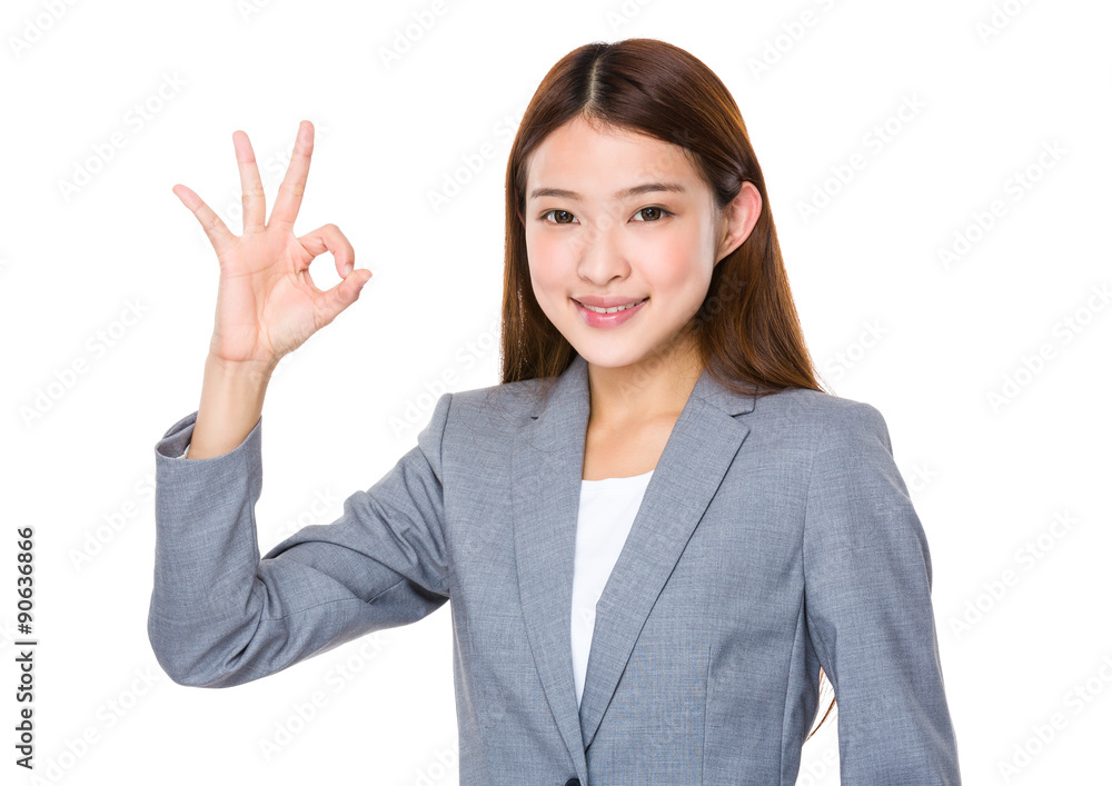 Asian Young businesswoman with ok sign gesture Asian Young businesswoman with ok sign gesture