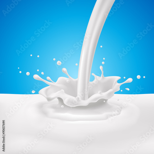 Milk pouring with splashes