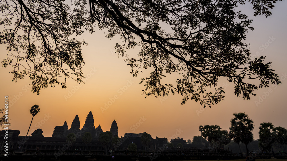 silhouette of  angkor wat in sunrise /  sunset, Siem Reap, camod