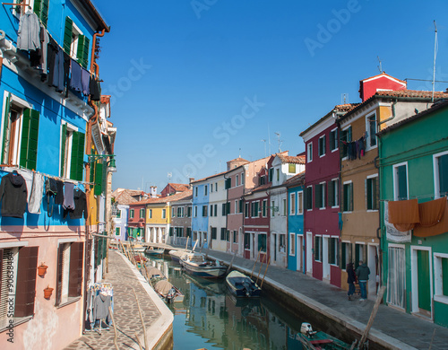 Colourful Terrace of Houses and Canal, Burano, Italy © solanaphoto