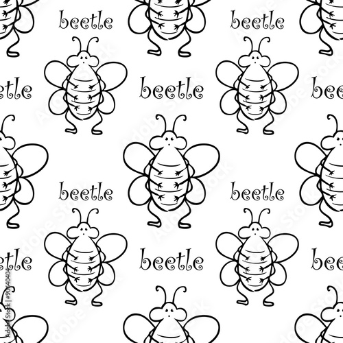 seamless pattern with beetle