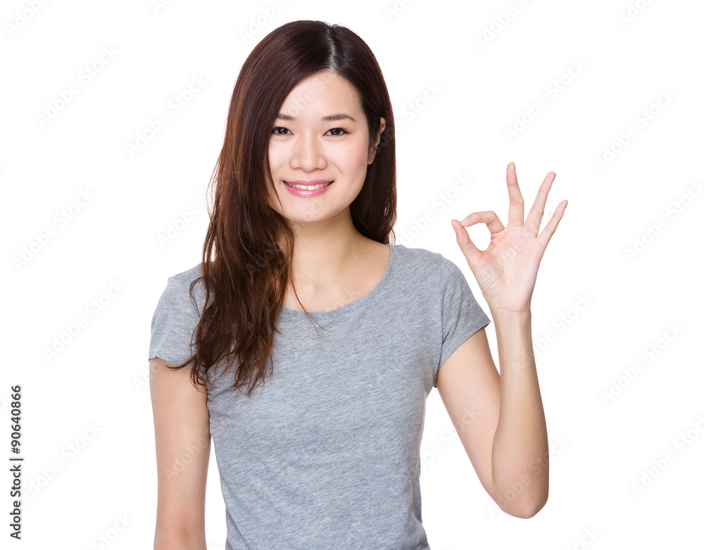 Woman with ok sign gesture Woman with ok sign gesture
