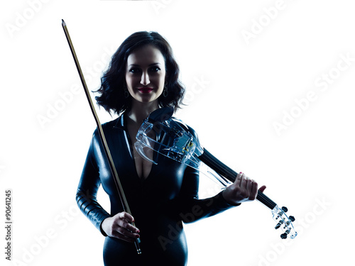 Violinist woman slihouette isolated  photo