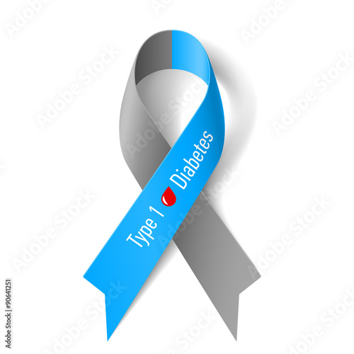 Gray and blue ribbon with blood drop