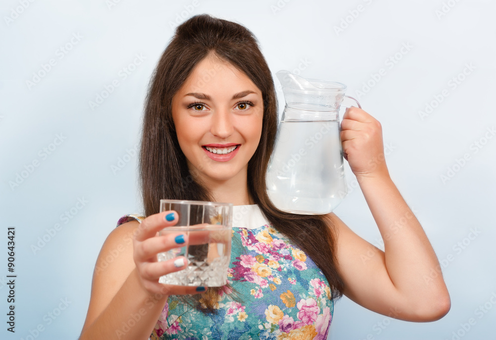 Young smiling woman with glass of water Young smiling woman with glass of water