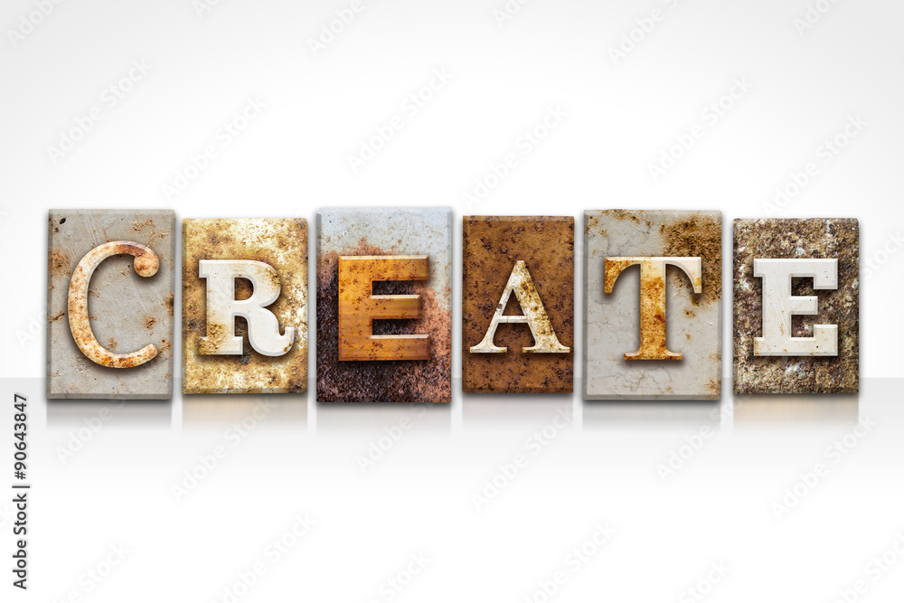 Create Letterpress Concept Isolated on White Create Letterpress Concept Isolated on White