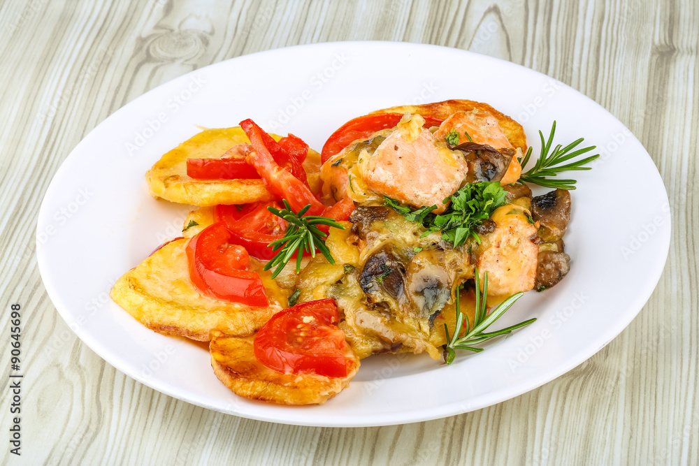 Salmon with grilled vegetables Salmon with grilled vegetables