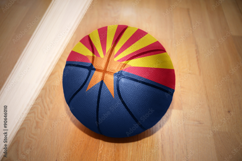 Naklejka premium basketball ball with the flag of arizona state