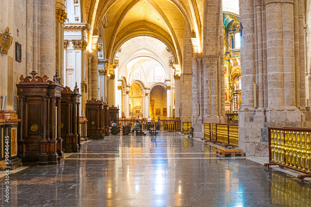  Interior of Valencia cathedral in Valencia, Spain