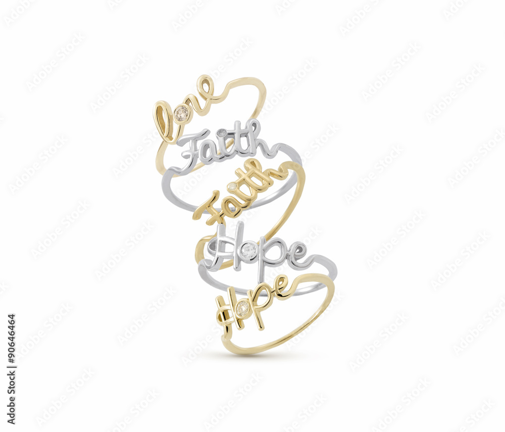 Fototapeta premium Jewellery rings on a white background.