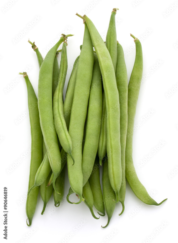 Green beans handful isolated on white background cutout Green beans handful isolated on white background cutout