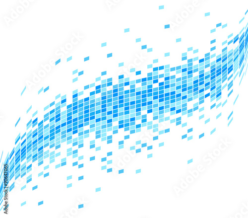 Canvastavla Abstract Blue Mosaic Wave Background - Illustration
