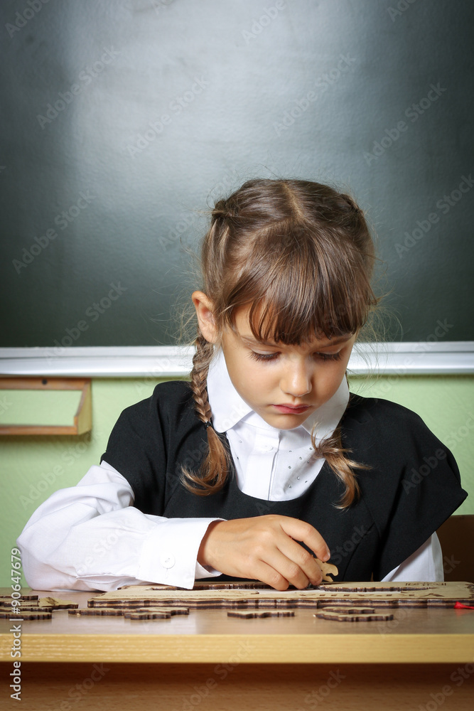 school, girl, schoolgirl 6 years in a black dress and a white sh school, girl, schoolgirl 6 years in a black dress and a white sh