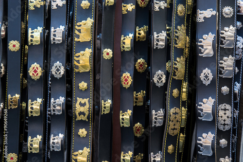 Souvenir stand with swiss traditional belts
