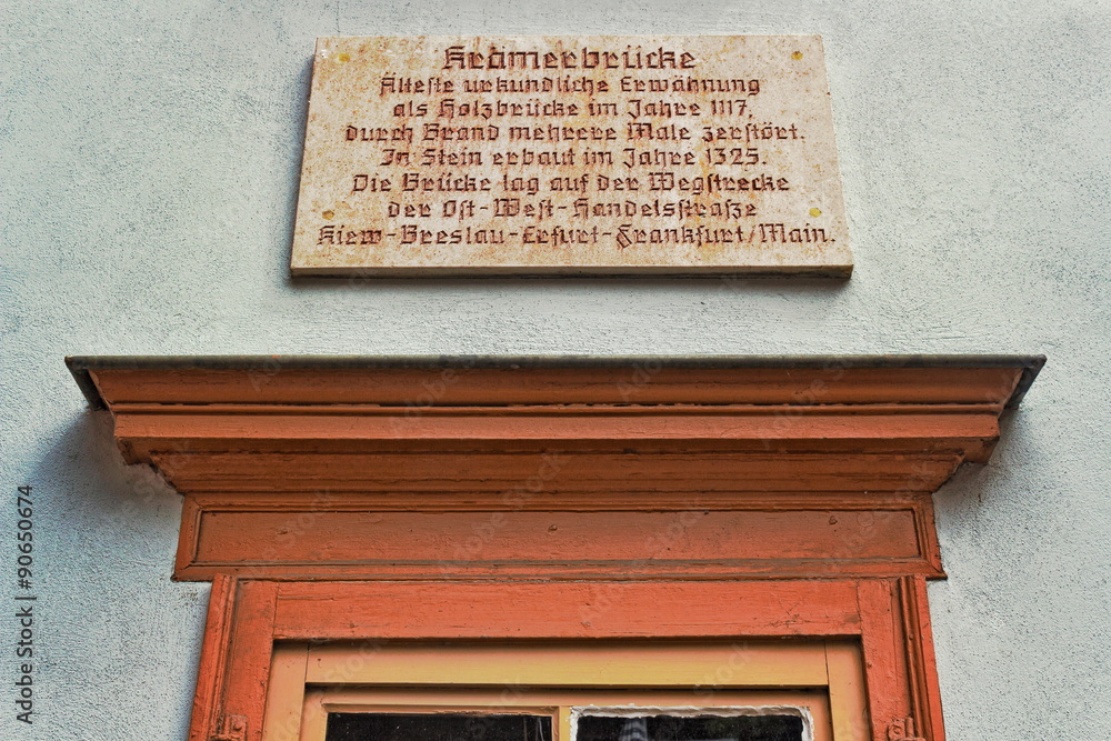 Erfurt, Tafel an der Krämerbrücke