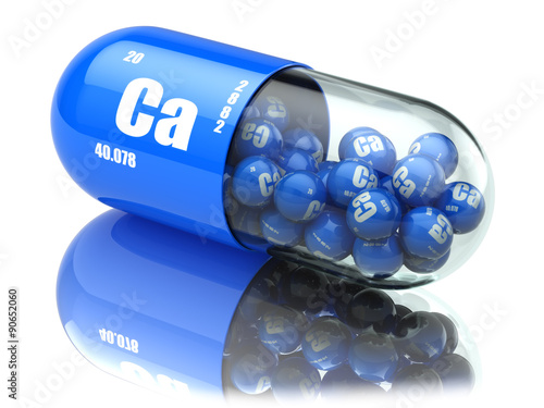 Pills with calcio CA element Dietary supplements. Vitamin capsul photo