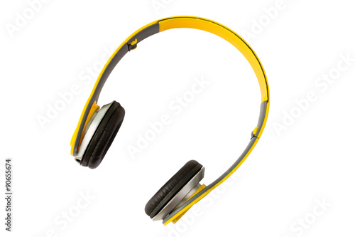 yellow headphone on white background