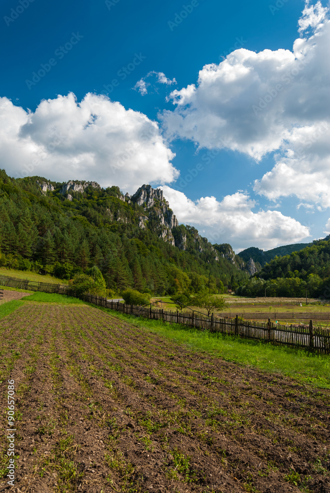 Rocks, field and fence - Súľov, Slovakia