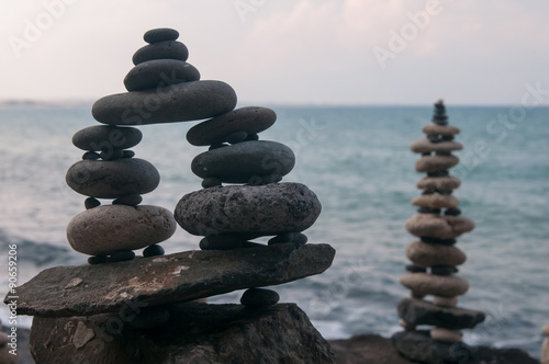 Stone pile in a beach