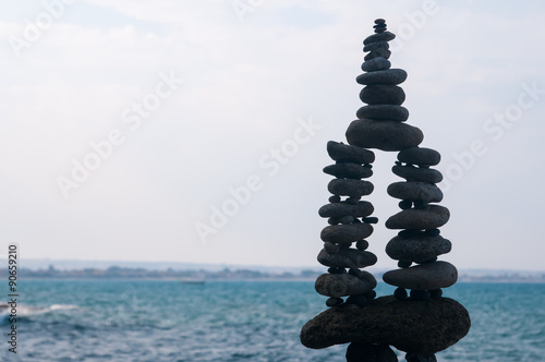 Stone pile in a beach