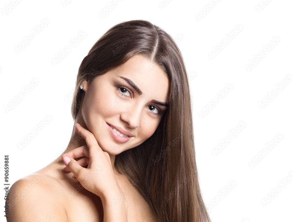 portrait of attractive caucasian smiling woman portrait of attractive caucasian smiling woman