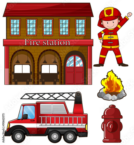 Fireman and fire station