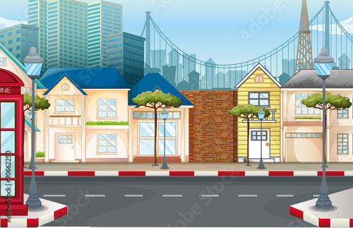Shops on the empty street