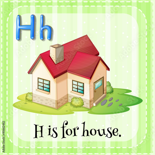 Flashcard letter H is for house
