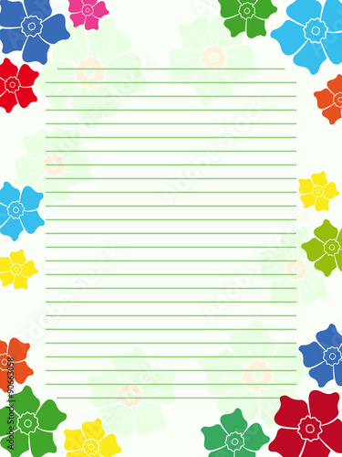 Notepad empty blank with floral frame