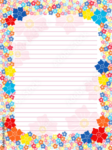 Notepad blank with floral multicolour frame