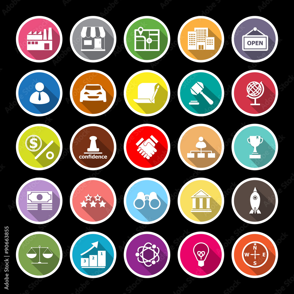 Franchise flat icons with long shadow Franchise flat icons with long shadow