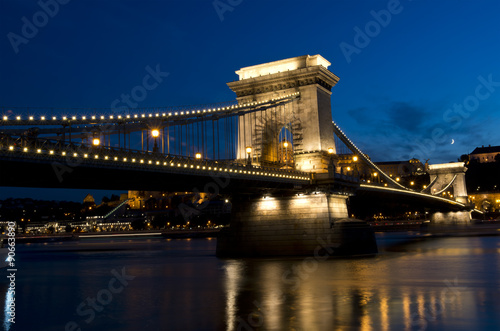 Széchenyi Chain Bridge Budapest Hungary at Night