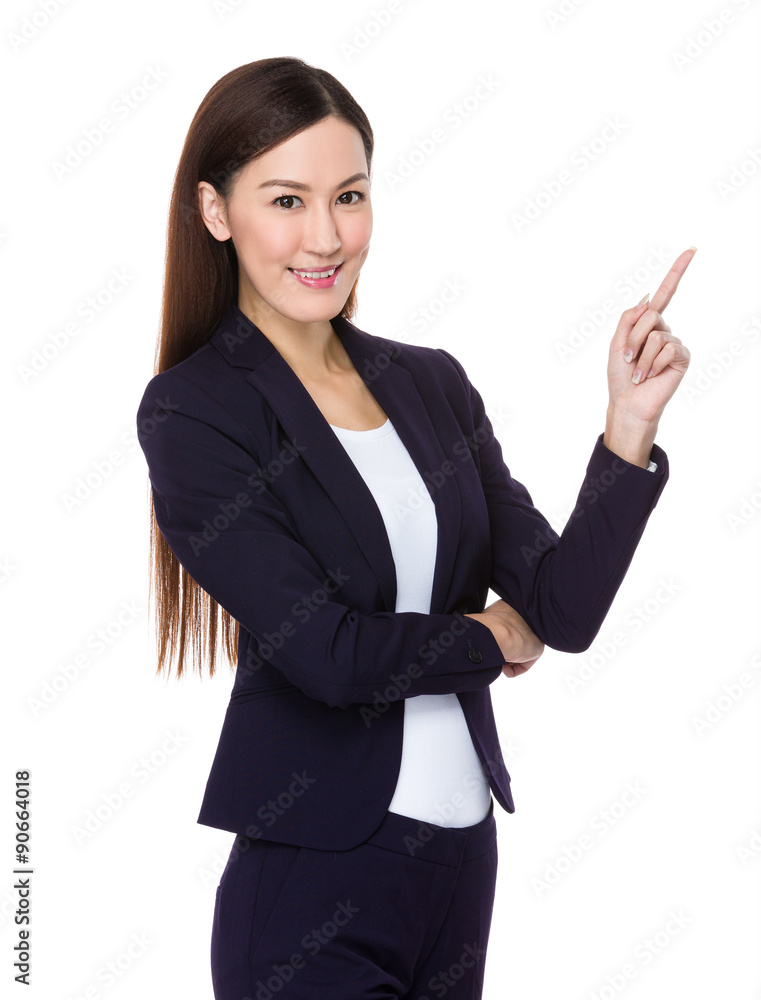 Asian businesswoman with finger point up Asian businesswoman with finger point up