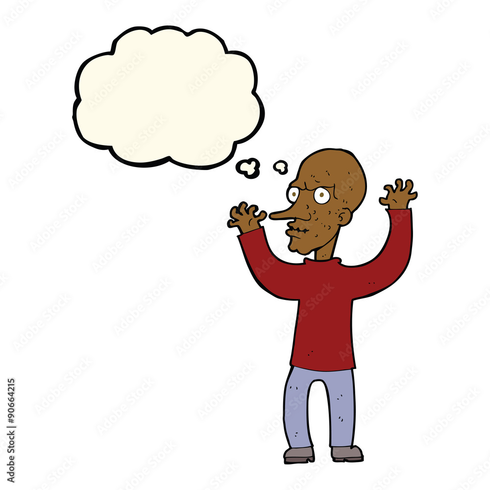Fototapeta premium cartoon mean man with thought bubble