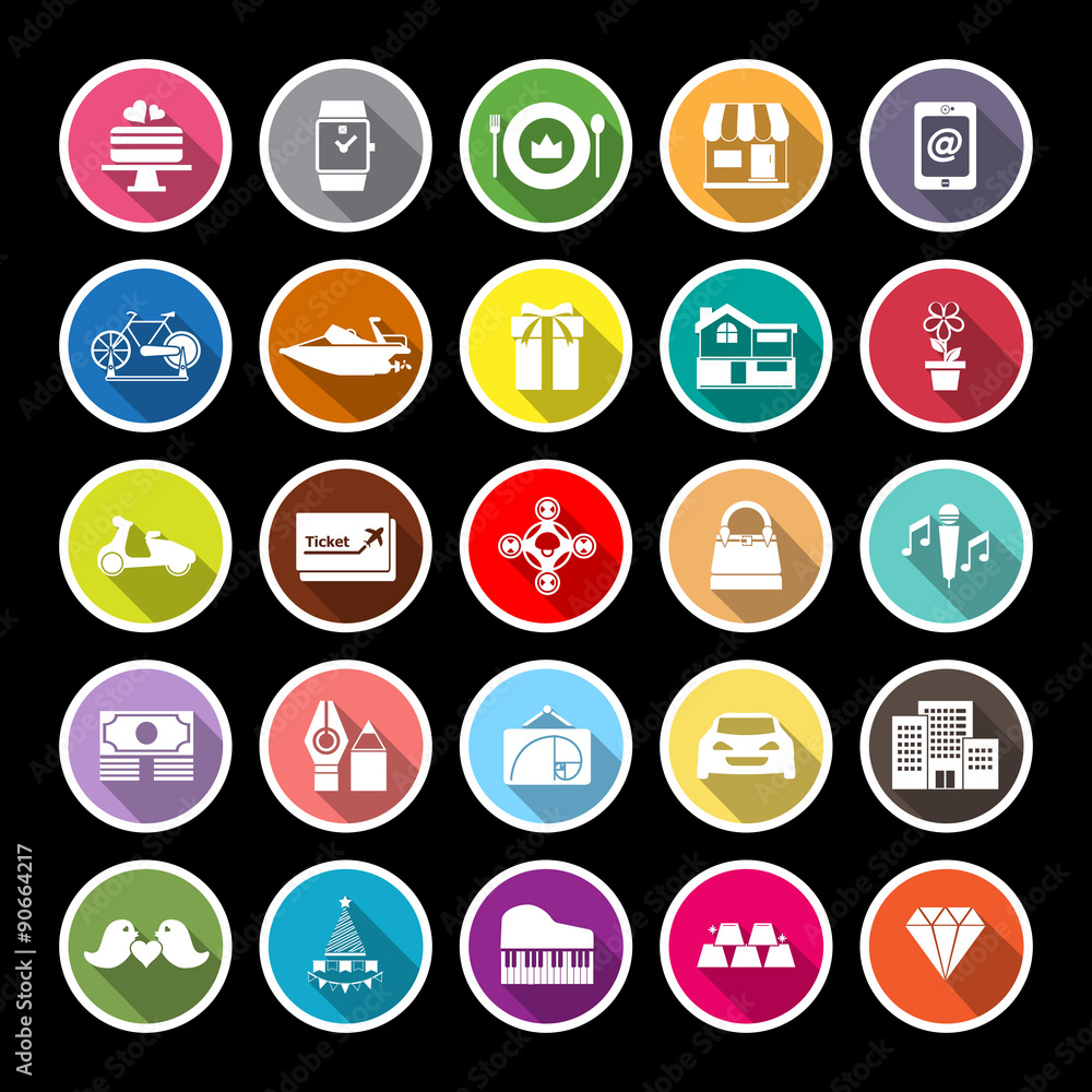 Birthday gift flat icons with long shadow Birthday gift flat icons with long shadow