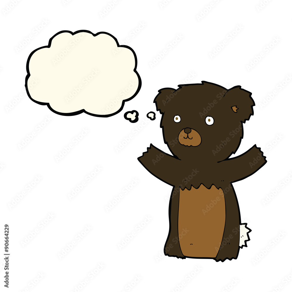 cute cartoon black bear with thought bubble