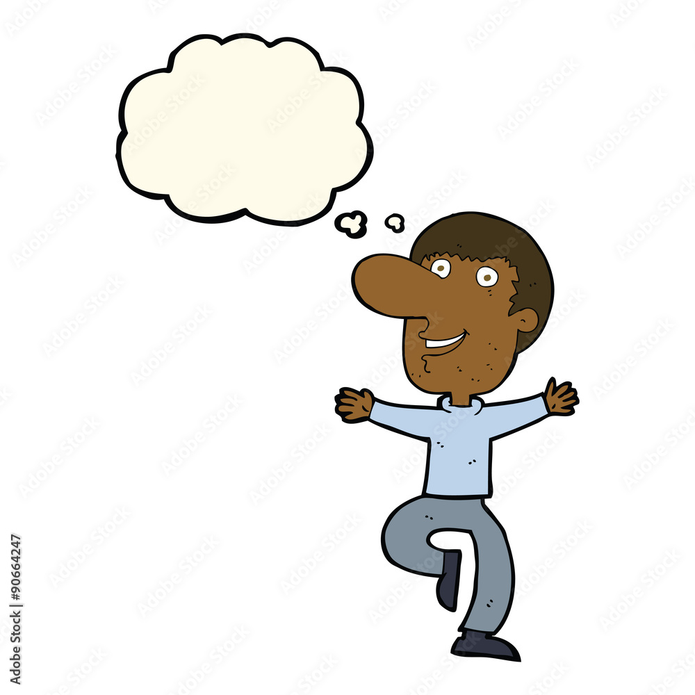 cartoon happy man with thought bubble cartoon happy man with thought bubble