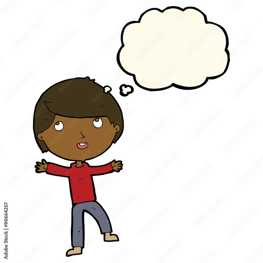 cartoon happy boy with thought bubble cartoon happy boy with thought bubble
