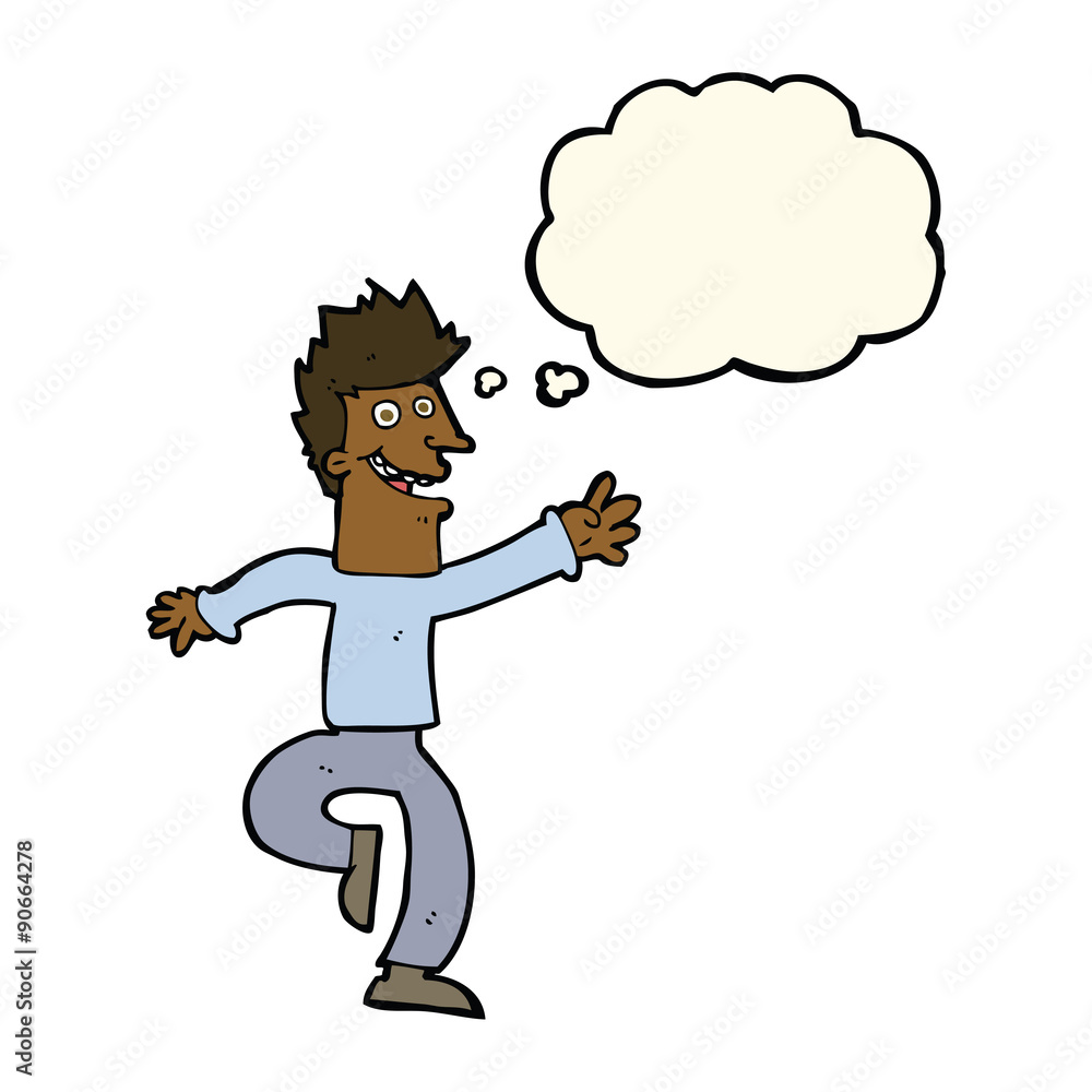 cartoon happy man with thought bubble cartoon happy man with thought bubble