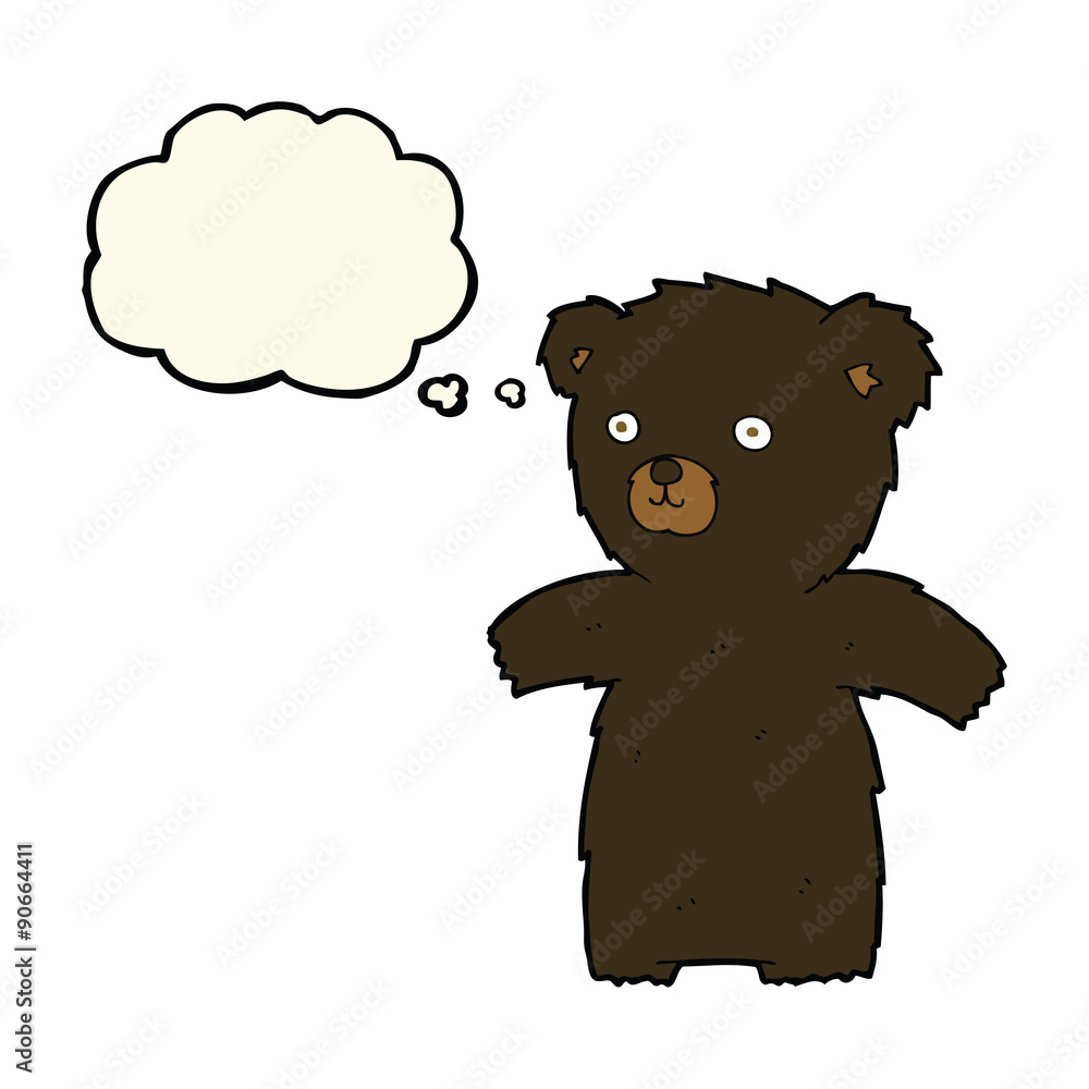 cute cartoon black bear with thought bubble cute cartoon black bear with thought bubble
