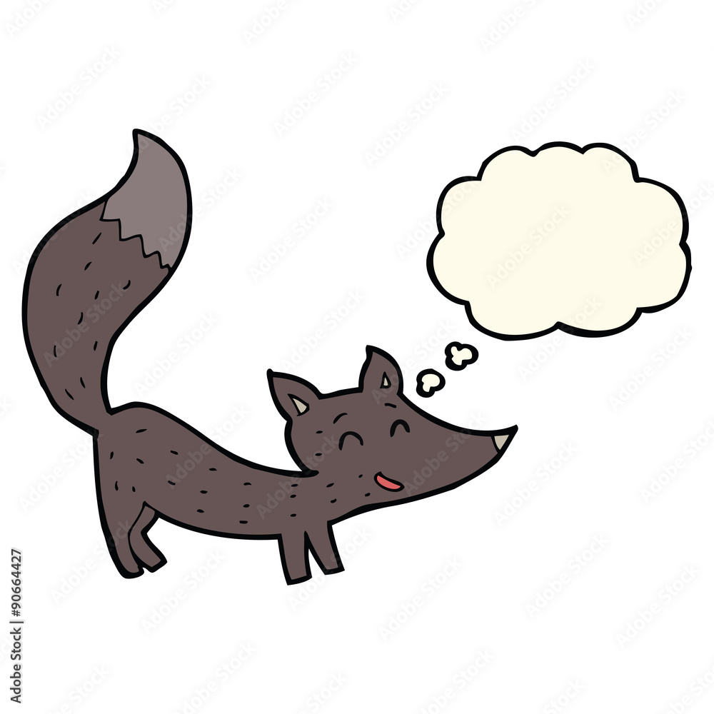 cartoon little wolf cub with thought bubble cartoon little wolf cub with thought bubble